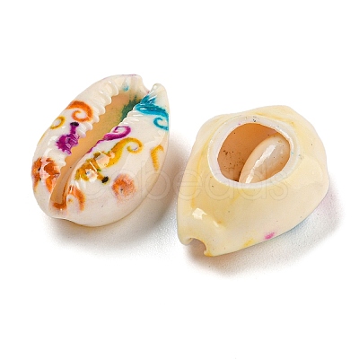 Printed Natural Shell Beads BSHE-G037-01B-1