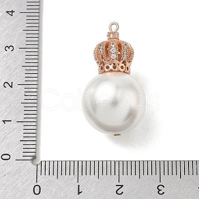 Brass Micro Pave Clear Cubic Zirconia and Creamy White Imitation Pearl Pendants KK-A300-13B-RG-1