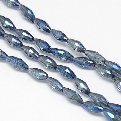 Electroplate Crystal Glass Rice Beads Strands EGLA-F042-A07-1