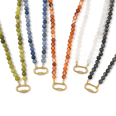 Natural Mixed Stone Round Beaded Necklaces for Women NJEW-JN06452-1
