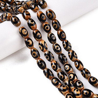 Natural Tibetan Agate 3-Eye Beads Strands G-T138-195C-1
