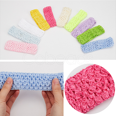 30Pcs 10 Colors Polyester Crochet Elastic Headbands OHAR-GF0001-33A-1