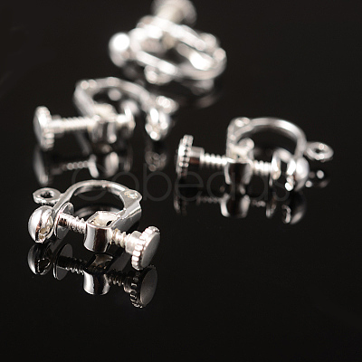 Brass Clip-on Earring Findingsfor non-pierced Ears X-EC143-S-1