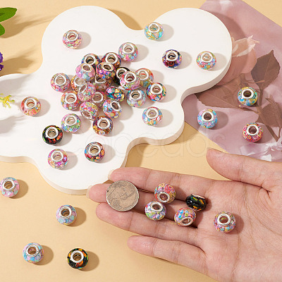 66Pcs 11 Colors Transparent Resin Rondelle European Beads RESI-TA0004-86-1