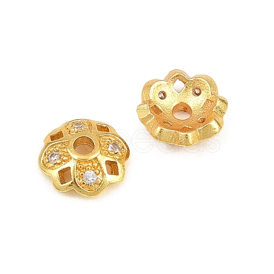 Brass Micro Clear Cubic Zirconia Bead Caps KK-CBA6A75-56G-1