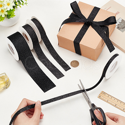 4 Rolls 4 Styles Sparkle Polyester Ribbons SRIB-PH0001-33-1