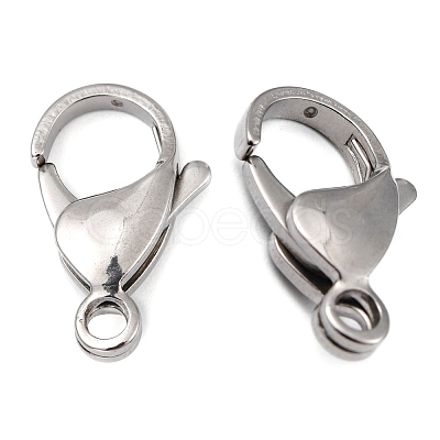 Tarnish Resistant Polished 316 Surgical Stainless Steel Lobster Claw Clasps X-STAS-R072-18A-1