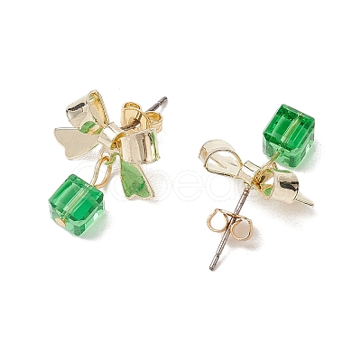 Alloy with Glass Dangle Stud Earrings EJEW-JE06118-1