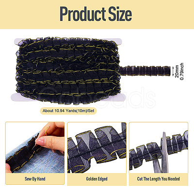 10M Double Layer Polyester Lace Ribbon OCOR-TA0004-14A-1