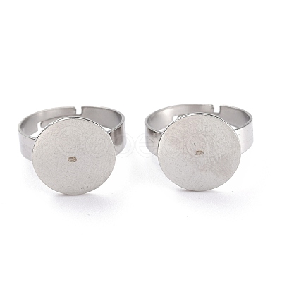 Tarnish Resistant Adjustable 304 Stainless Steel Rings Components X-STAS-O146-01P-1