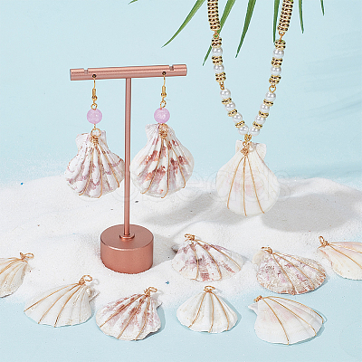 20Pcs Natural Scallop Shell Dyed Pendants FIND-BBC0003-15-1