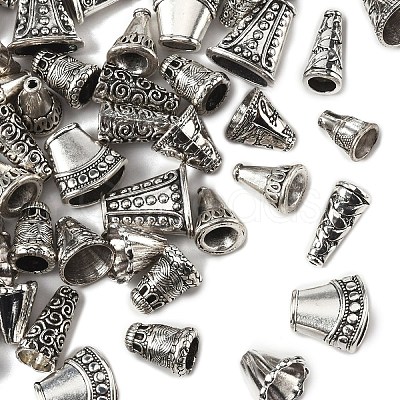 60Pcs 10 Styles Tibetan Style Alloy & Brass & CCB Plastic Bead Cones PALLOY-YW0003-28-1