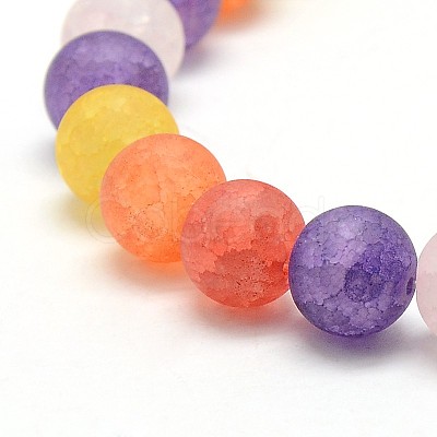 Frosted Synthetic Crackle Quartz Round Beads Strands G-L155-8mm-04-1