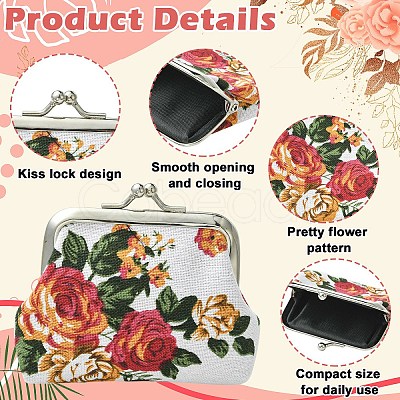 Flower Printed Cloth Wallets AJEW-YWC0001-11A-1