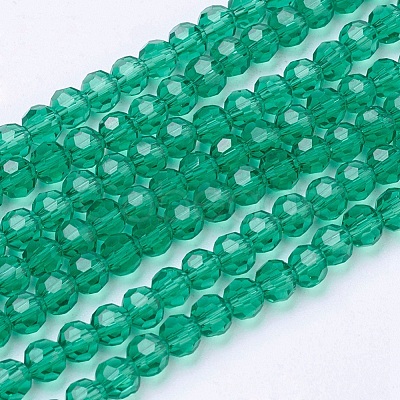 Faceted(32 Facets) Round Glass Beads Strands X-EGLA-J042-4mm-13-1