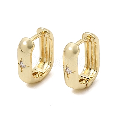Brass Micro Pave Cubic Zirconia Hoop Earrings KK-CBA5585-09G-1