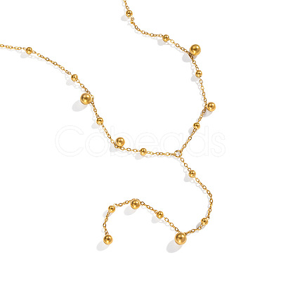 European Stainless Steel Round Bead Tassel Y Chain Necklaces for Women BF6806-1