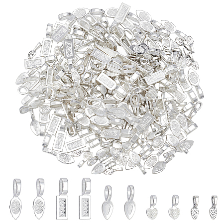 225Pcs 5 Styles Tibetan Style Glue-on Flat Pad Bails TIBEP-GA0001-04B-1