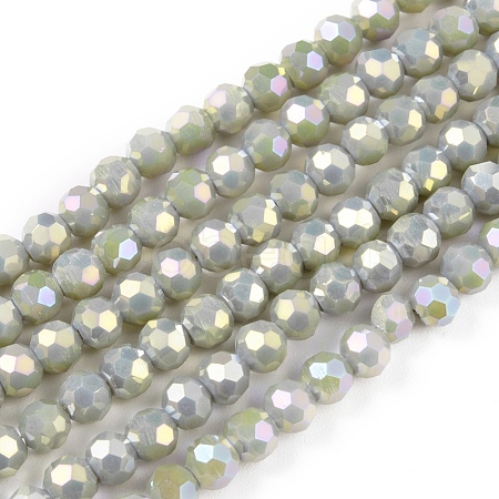 Round Full Rainbow Plated Faceted(32 Facets) Electroplate Glass Beads Strands X-EGLA-J130-FR16-1