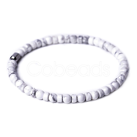 Natural Howlite Beads Stretch Bracelets for Women Men PW-WG6A9BA-11-1