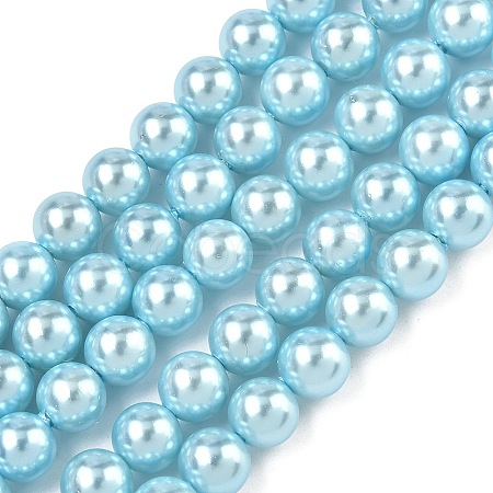 Electroplated Shell Pearl Beads Strands BSHE-G041-6mm-03-1