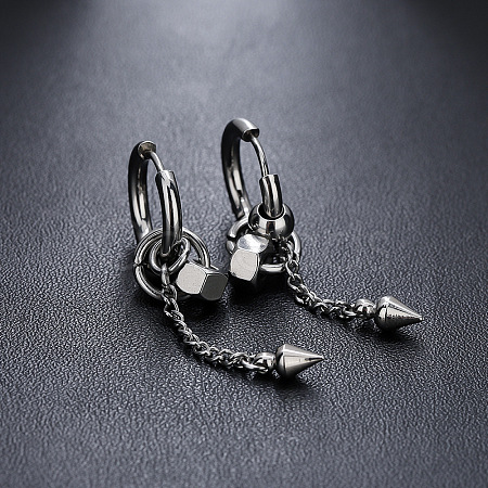 304 Stainless Steel Hoop Earrings for Men WG41879-01-1
