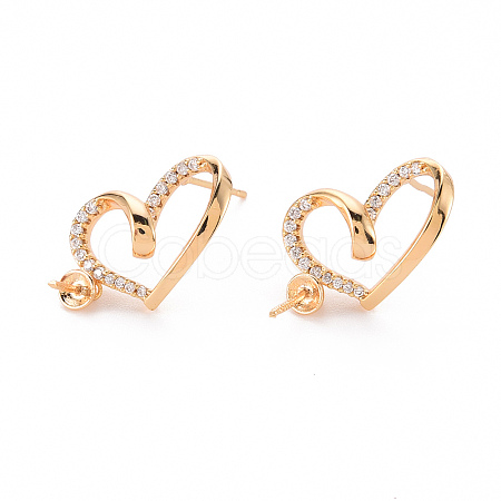 Brass Micro Pave Clear Cubic Zirconia Earring Findings KK-T062-231G-NF-1