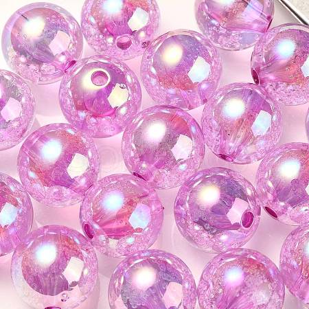 UV Plating Transparent Rainbow Iridescent Acrylic Beads TACR-D010-07G-1