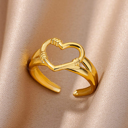 Simple Style 304 Stainless Steel Cuff Rings for Women FS-WGD177D-02-1