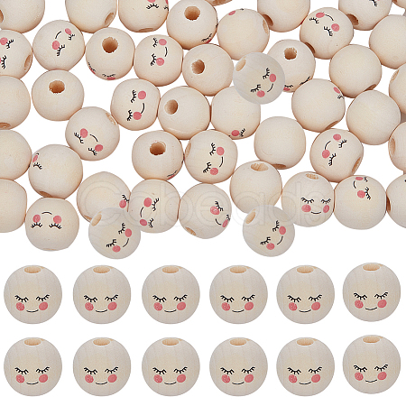 100Pcs Maple Wood European Beads WOOD-GF0001-97-1