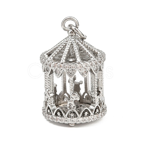 Brass Micro Pave Clear Cubic Zirconia Clear Locket Pendants KK-H524-09P-1
