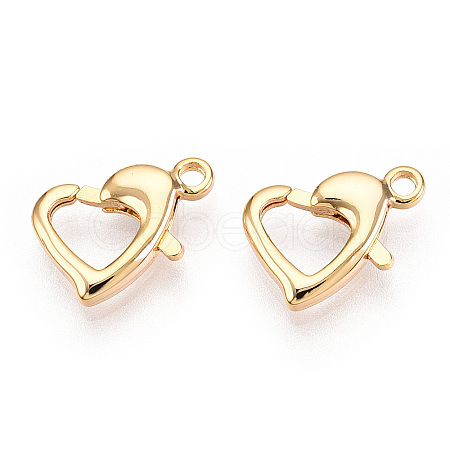 Brass Heart Lobster Claw Clasps KK-N254-16G-1