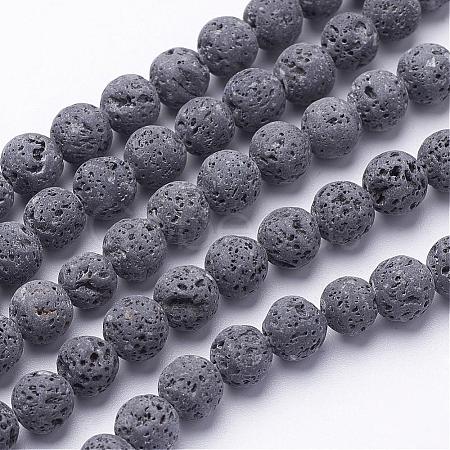 Unwaxed Natural Lava Rock Bead Strands G-F309-10mm-1