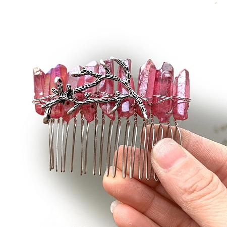 Natural Crystal Hair Combs PW-WGC6E88-10-1