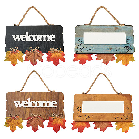 2Pcs 2 Color Wooden Doorplate Decorations AJEW-CF0001-10-1