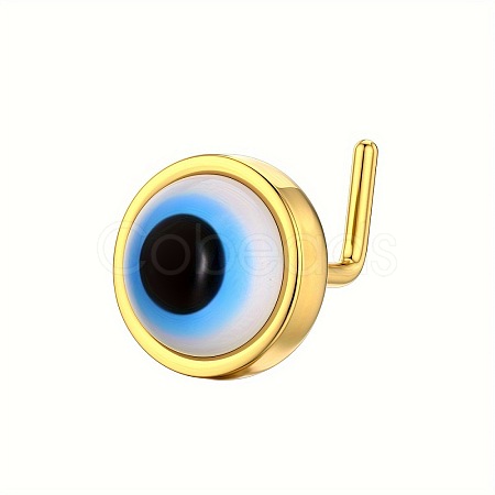 Brass & Resin Evil Eye L-Shaped Nose Rings FS-WG9779A-03-1