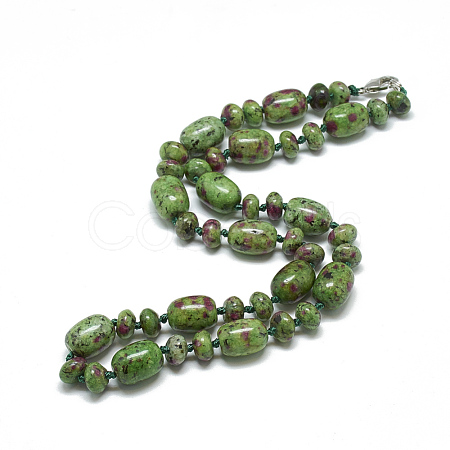 Natural Ruby in Zoisite Beaded Necklaces NJEW-S390-21-1