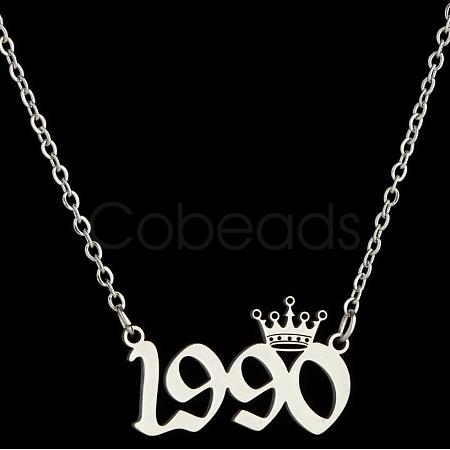 Crown Birth Year 201 Stainless Steel Pendant Necklaces for Women FS-WG4E8F2-51-1