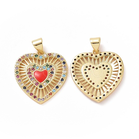 Brass Cubic Zirconia Pendants ZIRC-I062-28A-G-1