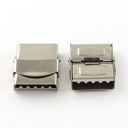Tarnish Resistant Smooth Surface 201 Stainless Steel Watch Band Clasps STAS-R063-83-1