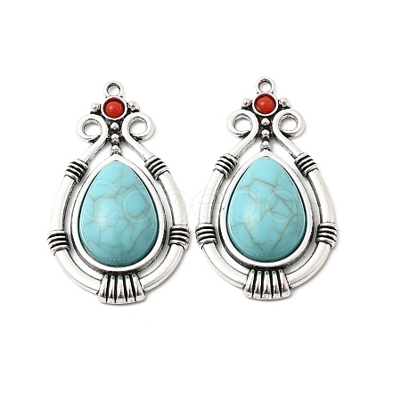 Tibetan Style Alloy & Acrylic Pendants FIND-B058-04AS-02-1