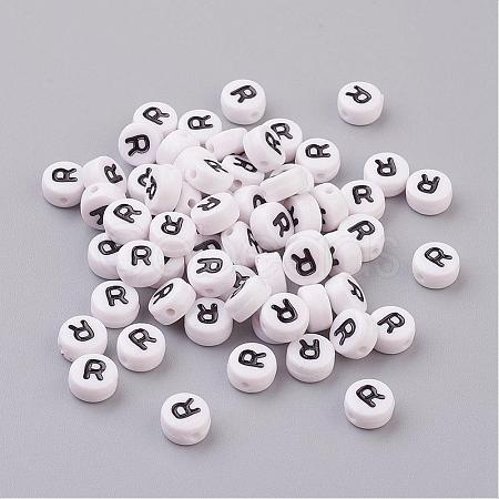 Acrylic Horizontal Hole Letter Beads X-PL37C9070-R-1