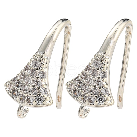 Brass Micro Pave Clear Cubic Zirconia Earring Hooks KK-R149-22S-1
