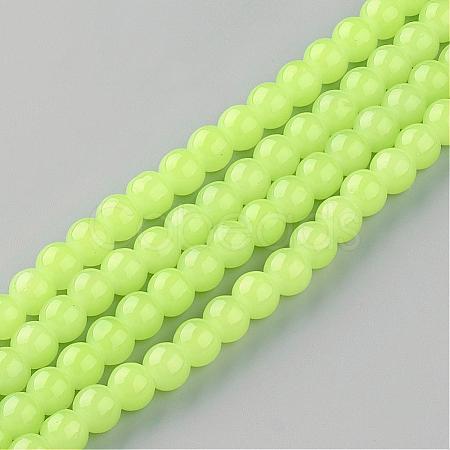 Baking Paint Imitation Jade Glass Round Bead Strands DGLA-Q021-10mm-08-1