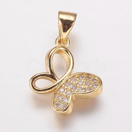 Brass Cubic Zirconia Pendants ZIRC-K070-22G-1
