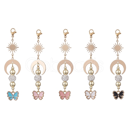 Alloy Enamel Butterfly Pendant Decorations HJEW-JM01026-1