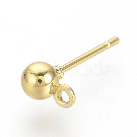 Iron Ball Stud Earring Findings X-KK-R071-09G-NF-1
