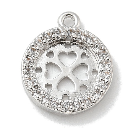 Rack Plating Brass Micro Pave Clear Cubic Zirconia Pendant Cabochon Setttings LS-KK-L224-048P-1