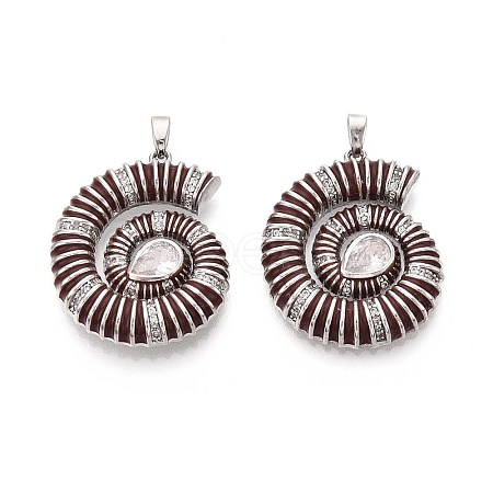 Brass Micro Pave Clear Cubic Zirconia Enamel Pendants KK-T071-28P-03-1