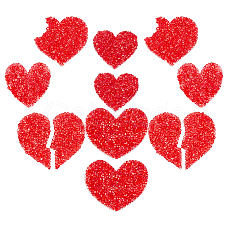 10Pcs 5 Size Heart Resin Rhinestone Patches DIY-AR0002-02-1